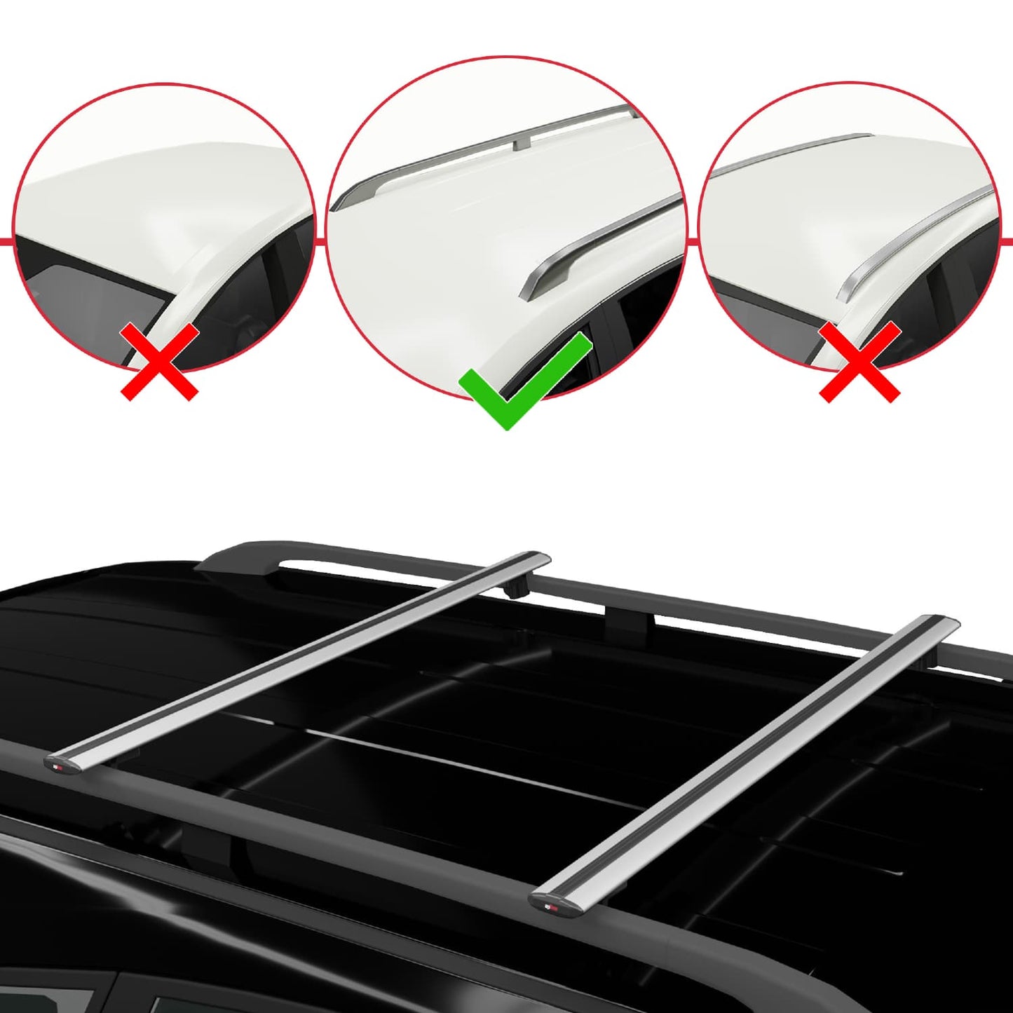 Compatible avec Ford Transit/Tourneo Courier 2024-2025 BASIC Model Barres de Toit Railing Porte-Bagages de Voiture Gris Aluminium 2 Barres