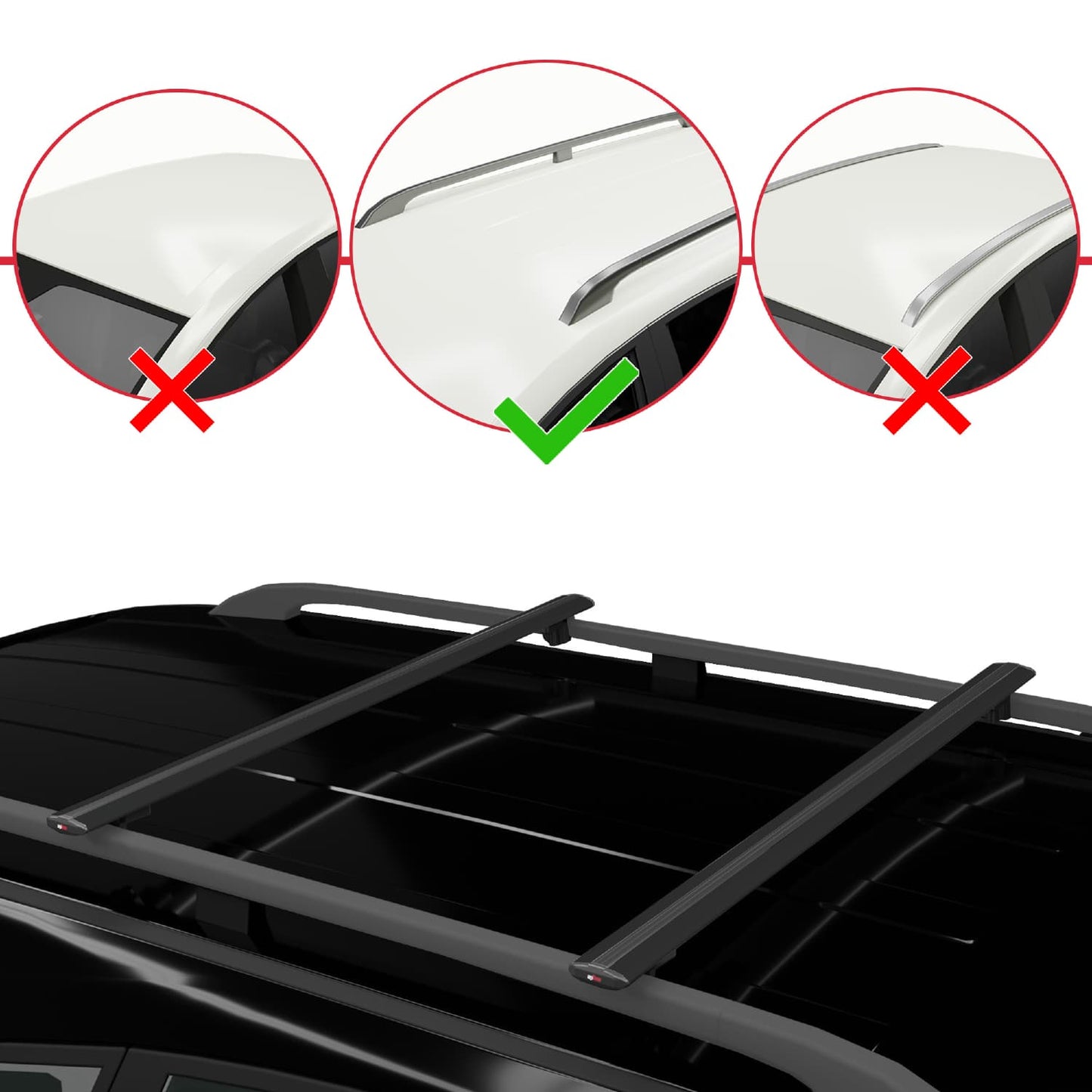 Compatible with Peugeot Rifter 2019-2022 BASIC Model Car Roof Rack Cross Bar Black Aluminium 2 Bars
