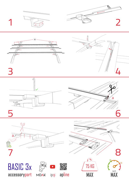Compatible avec Dacia Sandero Stepway 2 2012-2020 BASIC Model Barres de Toit Railing Porte-Bagages de Voiture Noir Aluminium 3 Barres
