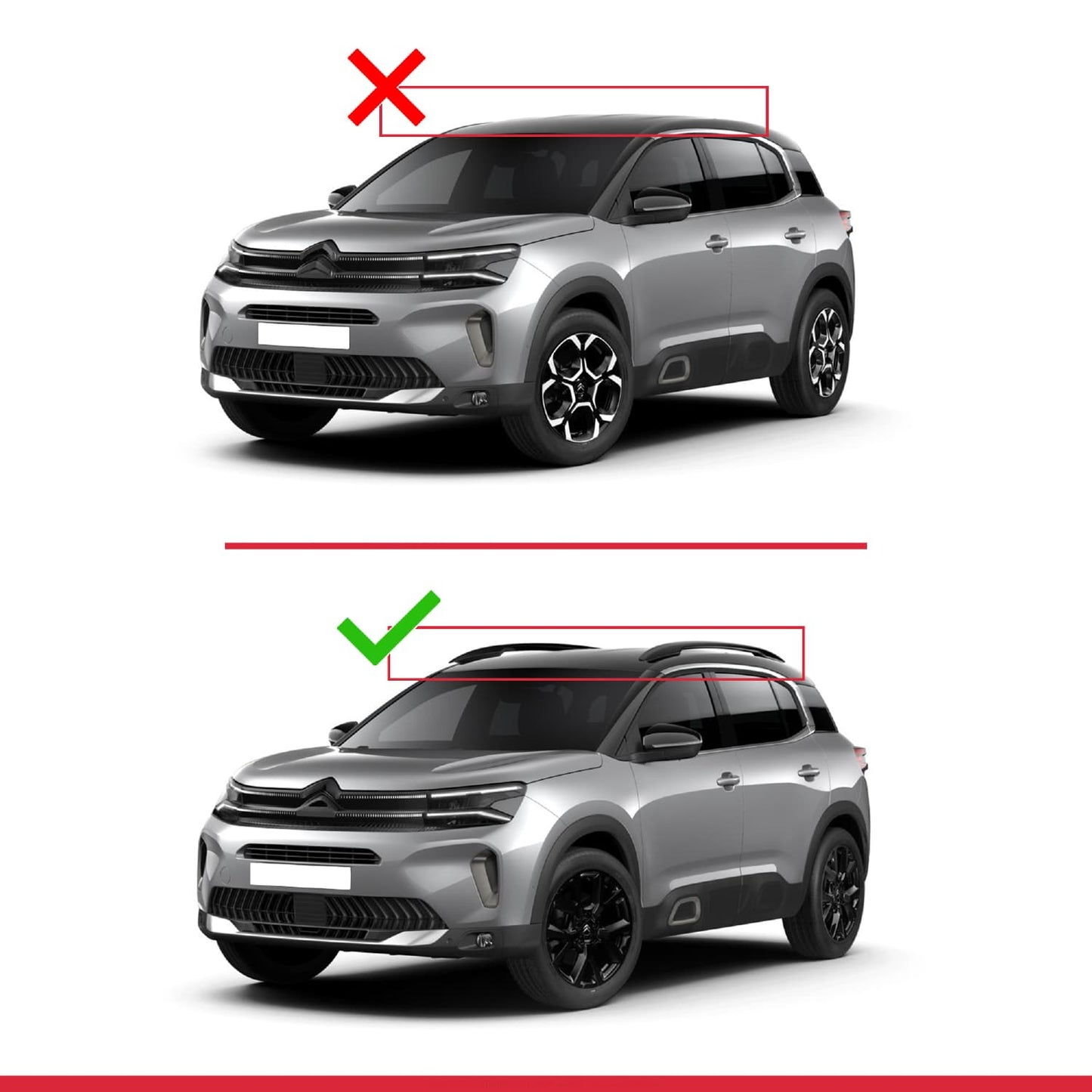 Compatible avec Citroen C5 Aircross 2018-2025 BASIC Model Barres de Toit Railing Porte-Bagages de Voiture Noir Aluminium 2 Barres