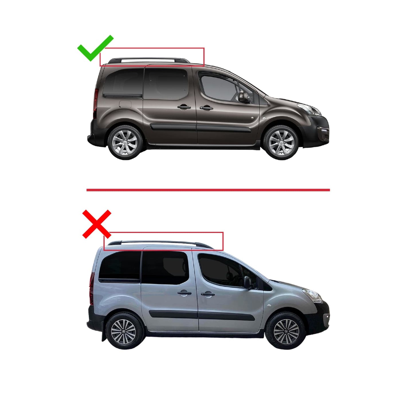 Compatible avec Citroen Berlingo 2 (B9) 2008-2018 ACE-1 Barres de Toit Railing Porte-Bagages de Voiture Gris Aluminium 3 Barres