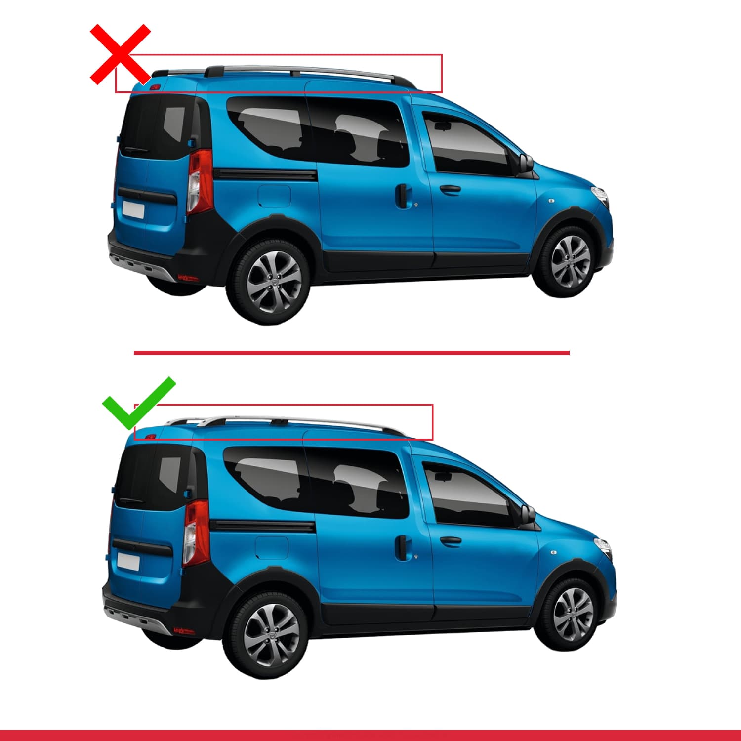 Compatible avec Dacia Dokker (K67) V2 2012-2024 FLY Model Barres de Toit Railing Porte-Bagages de Voiture Gris Aluminium 3 Barres