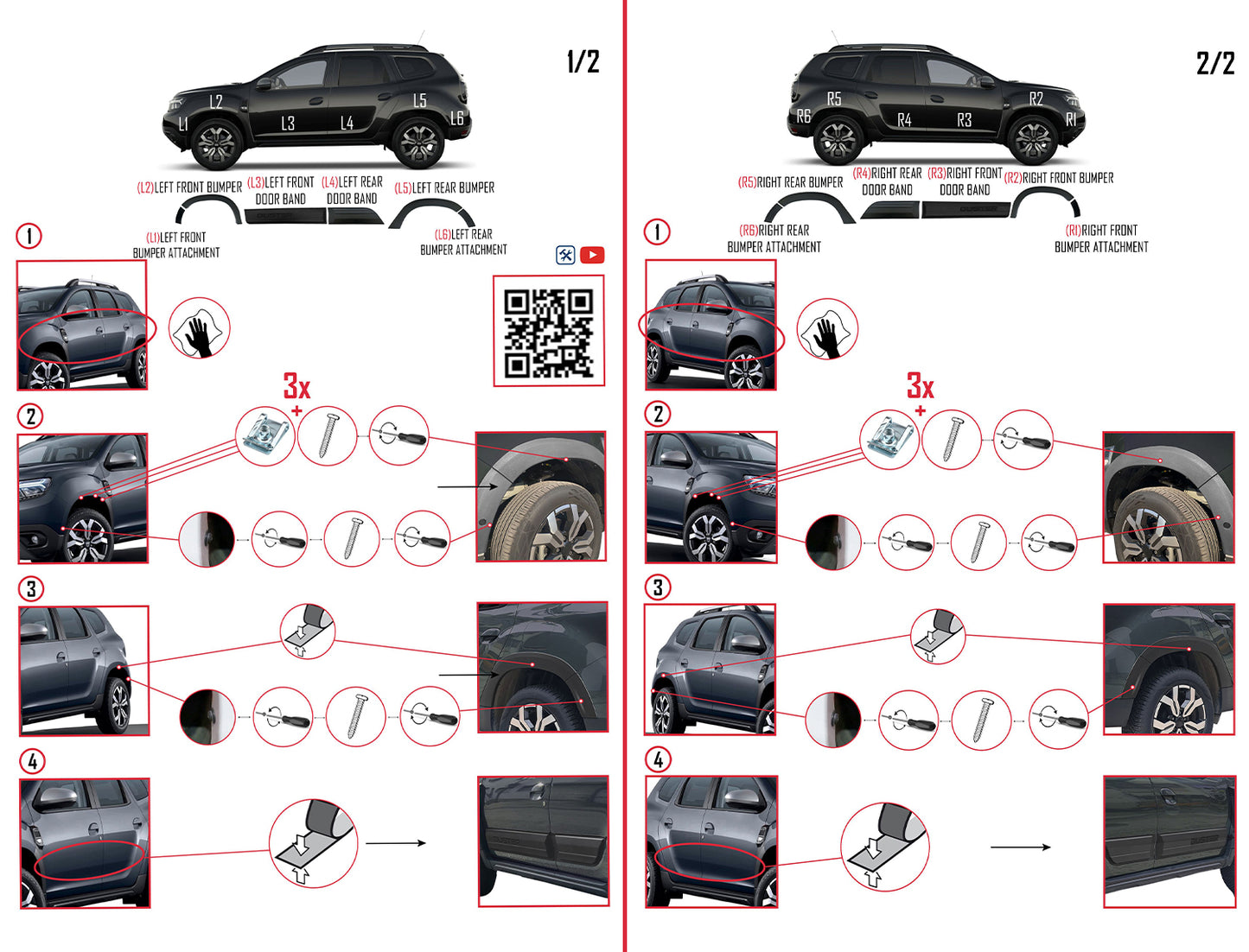 Compatible con Dacia Duster 2018-2024 Paso de rueda Protector de paragolpes Guardabarros y protección lateral Protección de la carrocería del vehículo NEGRO