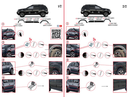 Compatible con Dacia Duster 2018-2024 Paso de rueda Protector de paragolpes Guardabarros y protección lateral Protección de la carrocería del vehículo NEGRO