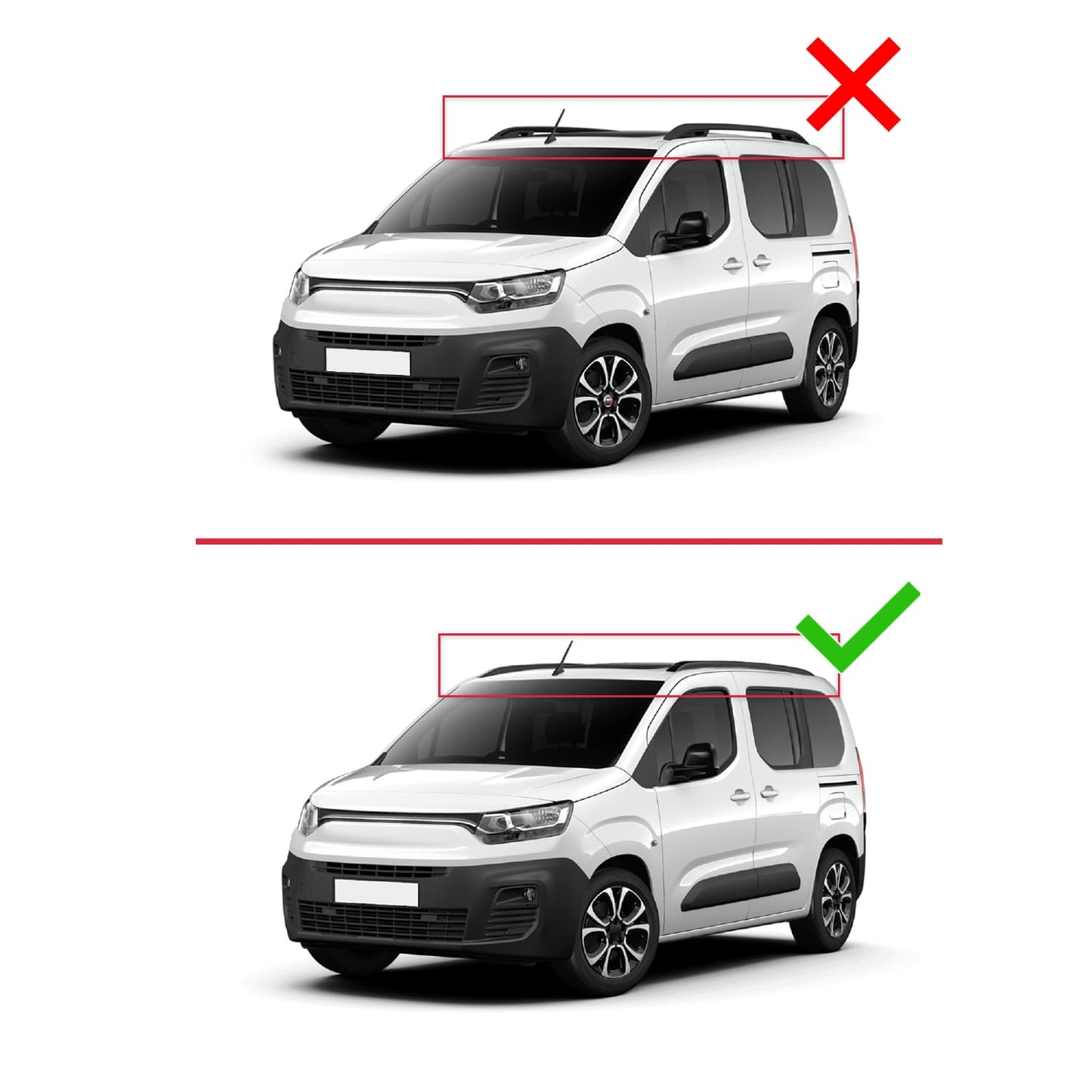 Compatibile con Fiat Doblo 3 2023-2025 ACE-2 Barre Portatutto Railing Portapacchi Auto Alluminio Nero 2 Barre