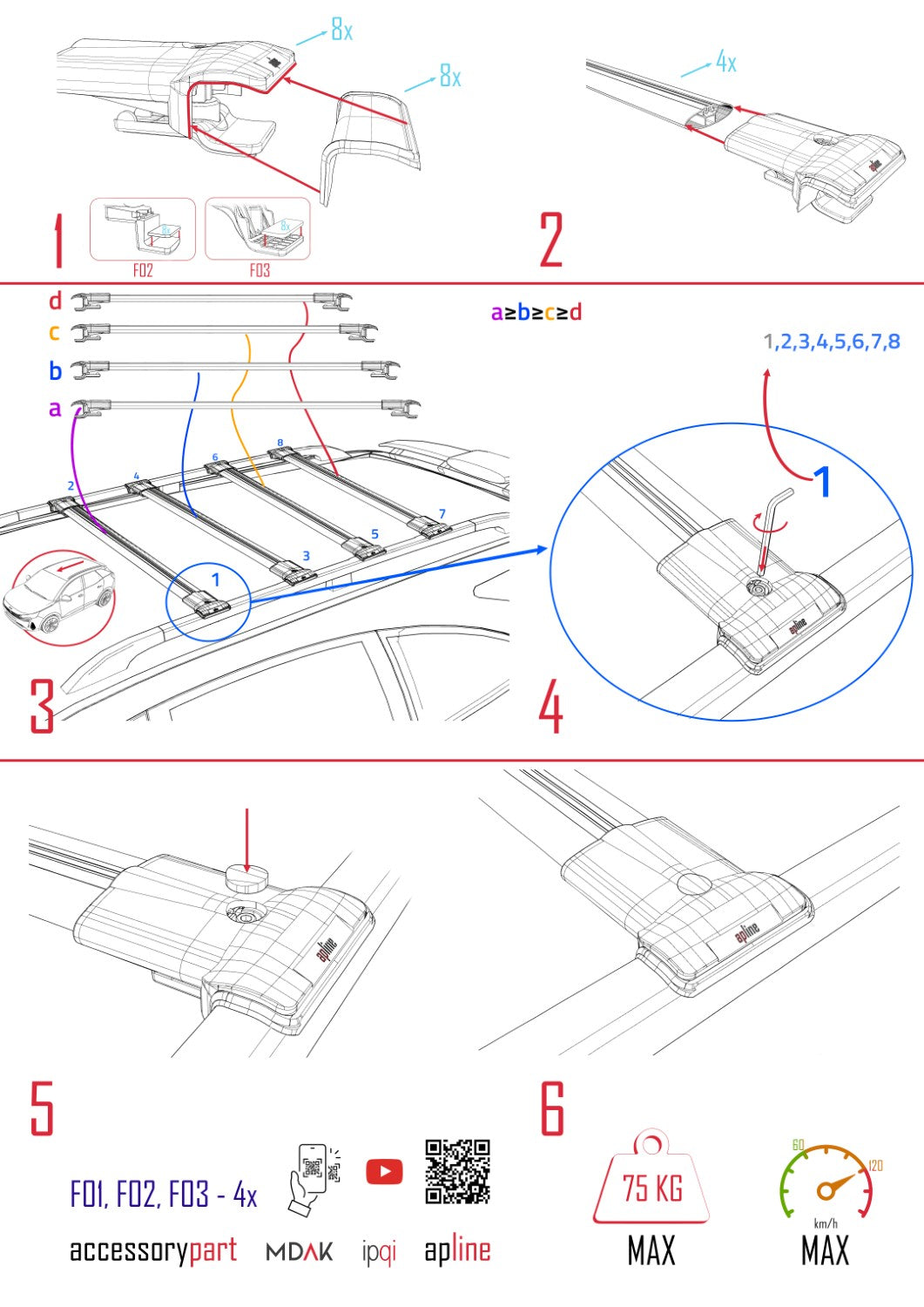 Compatibile con Fiat Ducato 3 2007-2025 Modello FLY Barre Portatutto Railing Portapacchi Auto Alluminio Grigio 4 Barre