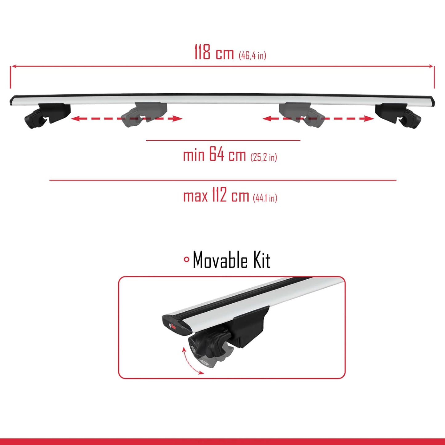 Compatible avec Ford Puma 2019-2024 HOOK Model Barres de Toit Railing Porte-Bagages de Voiture Gris Aluminium 2 Barres
