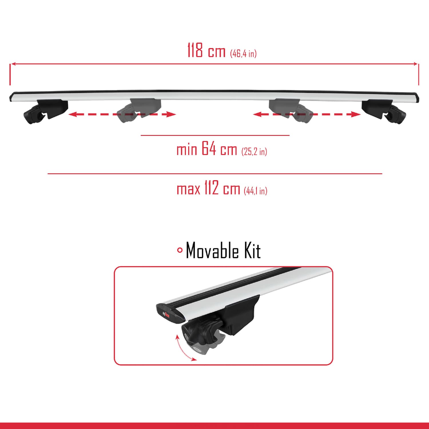 Compatible avec Mini Countryman 2024-2025 HOOK Model Barres de Toit Railing Porte-Bagages de Voiture Gris Aluminium 2 Barres