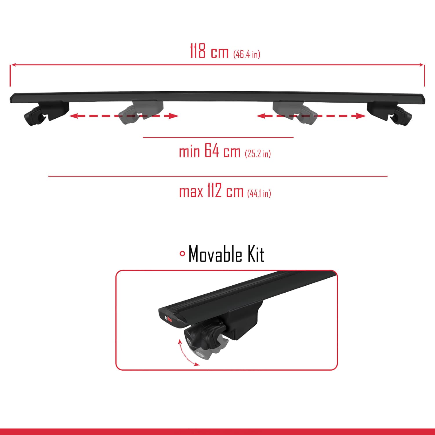 Compatible avec MG HS 2025-2026 HOOK Model Barres de Toit Railing Porte-Bagages de Voiture Noir Aluminium 2 Barres