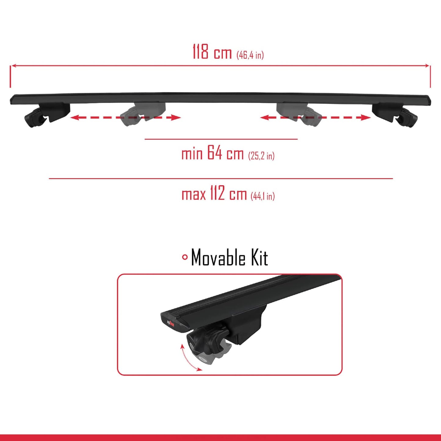 Compatible avec Chevrolet Trailblazer 2021-2024 HOOK Model Barres de Toit Railing Porte-Bagages de Voiture Noir Aluminium 2 Barres