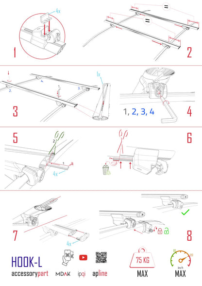 Compatibile con Chevrolet Trax (U200) 2013-2022 modello HOOK Barre portatutto per auto Portapacchi in alluminio grigio 2 barre