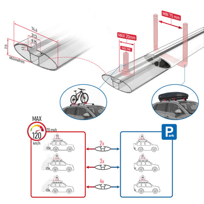 Compatible con Volvo XC40 2018-2025 ACE-2 Barras de Techo Auto Portaequipajes Barras Transversales Gris Aluminio 2 Barras