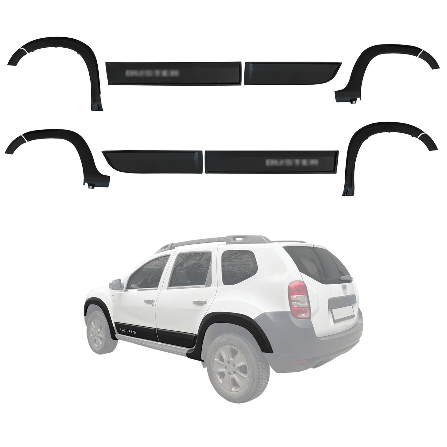 Compatible con Dacia Duster (HS) 2010-2017 Paso de rueda Protector de paragolpes Guardabarros y protección lateral Protección de la carrocería del vehículo NEGRO