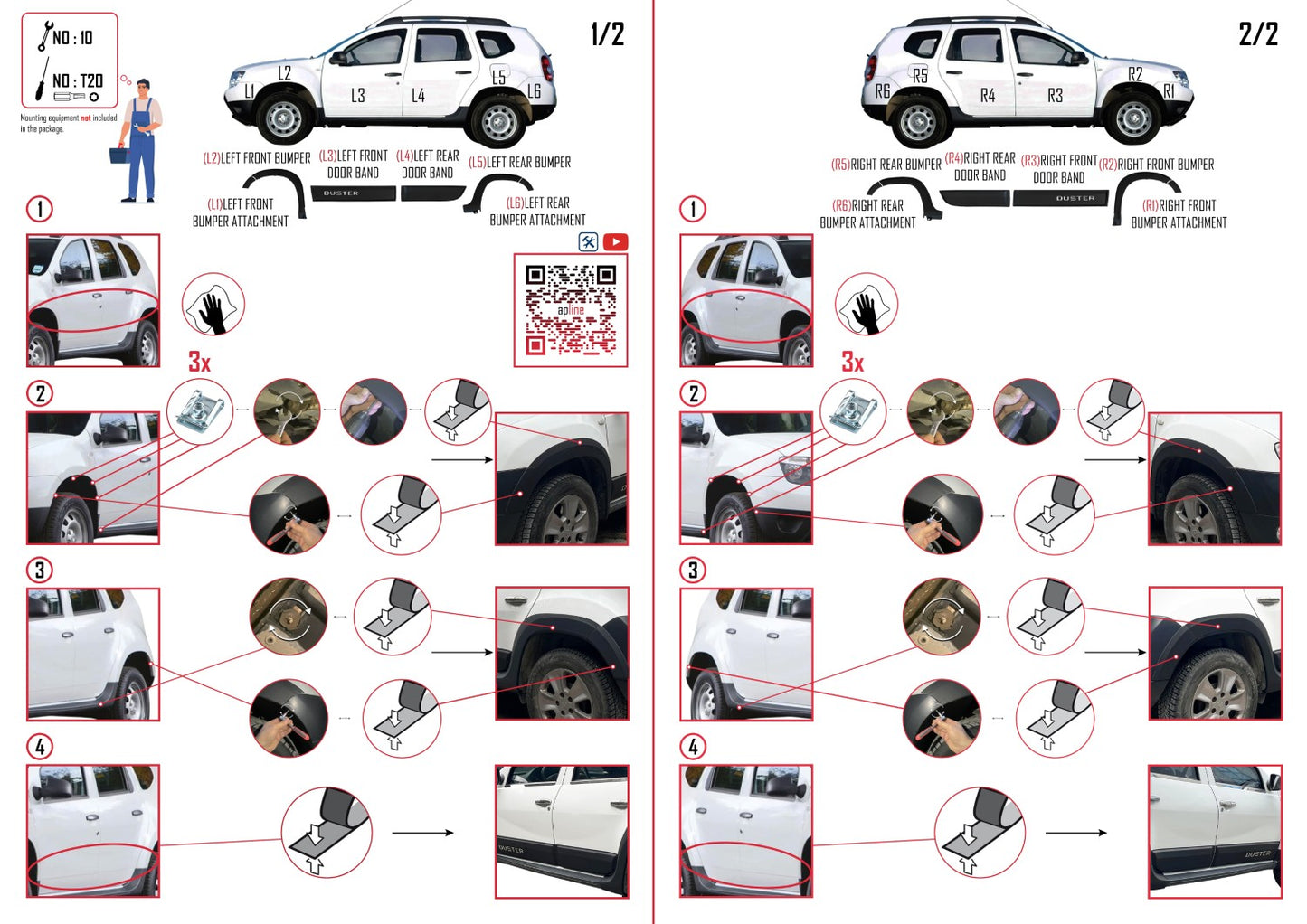 Compatible con Dacia Duster (HS) 2010-2017 Paso de rueda Protector de paragolpes Guardabarros y protección lateral Protección de la carrocería del vehículo NEGRO