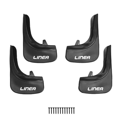 Passend für Fiat Linea (323) 2007–2016, Satz mit 4 Schmutzfängern für vorne und hinten, schwarz