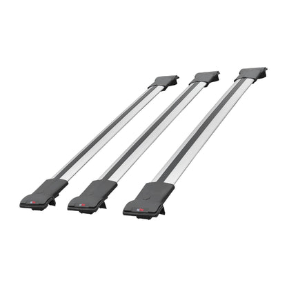 Compatible con Kia Sportage 2 (JE) 2004-2009 FLY Model Barras de Techo Auto Portaequipajes Barras Transversales Gris Aluminio 3 Barras