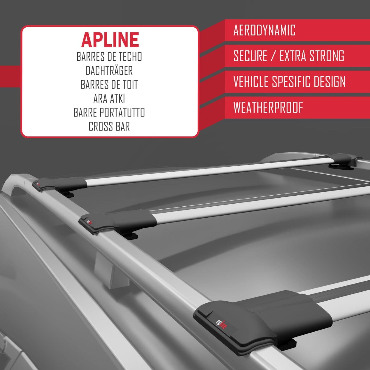 Compatible avec Mercedes EQT / Citan W420 2022-2025 FLY Model Barres de Toit Railing Porte-Bagages de Voiture Gris Aluminium 3 Barres
